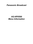 Panasonic AG-HPX500 Menu Information