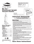 Pacific Digital Upright Vacuum Cleaner User's Manual