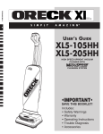 Oreck XL5-205HH User's Manual