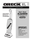 Oreck XL3640HH User's Manual