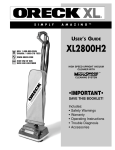 Oreck XL2800H2 User's Manual