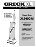 Oreck XL2400RS User's Manual