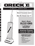 Oreck XL2310RS User's Manual