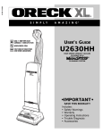 Oreck XL U2630HH User's Manual