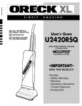 Oreck XL U2420RSQ User's Manual