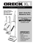 Oreck Upright Bag Vacuum Cleaner User's Manual