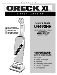 Oreck U4490HH User's Manual
