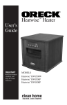 Oreck HEATWISE HW1500P User's Manual