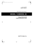 Optimus - Katadyn Products Inc. 110/MODEL 60 User's Manual