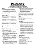 Numark Industries DJ Equipment WS- User's Manual