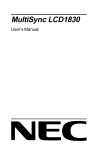 NEC MultiSync LCD1830 User's Manual