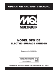 Multiquip Planer SFG10E User's Manual