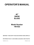 MTD Snow Blower Attachment 190-822 User's Manual