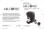 Mr. Coffee BVMC-KG5 User's Manual
