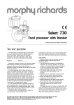 Morphy Richards Food Processor 730 User's Manual