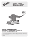 Milwaukee FINISHING SANDER User's Manual