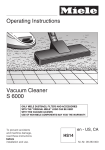 Miele Vacuum Cleaner S 6000 User's Manual