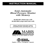 MABIS/Duro-Med Semi-Automatic Blood Pressure Monitor User's Manual