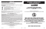 Lasko Fan 2535 User's Manual