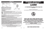 Lasko Fan 2506 User's Manual