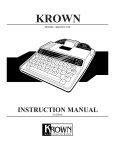 Krown Manufacturing Model Krown 100 User's Manual