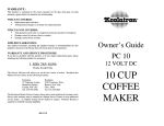 Koolatron Coffeemaker PC 10 User's Manual