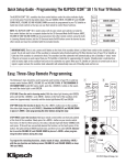 Klipsch Universal Remote SB 1 User's Manual