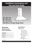 KitchenAid 30" (76.2 cm) 36" (91.4 cm) 48" (121.9 cm) Wall-Mount Canopy Range Hood User's Manual