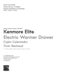 Kenmore Elite 30'' Warming Drawer - Stainless Steel Owner's Manual