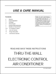 Kenmore 8,000 BTU Through-the-Wall Room Air Conditioner Owner's Manual