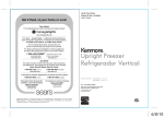 Kenmore 4.9 cu. ft. Upright Freezer - White Owner's Manual