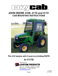 John Deere Products & Services Cab A-11170 User's Manual