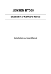 Jensen BT360 User's Manual