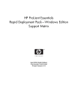 HP ProLiant Essentials Rapid Deployment Pack--Windows Edition 315379-008 User's Manual