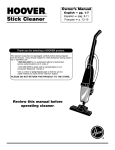 Hoover Stick Cleaner User's Manual