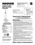 Hoover Lightweight Commercial Cleaner User's Manual