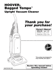 Hoover Bagged Tempo Upright Vacuum Cleaner User's Manual