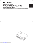 Hitachi Projector CP-X880W User's Manual
