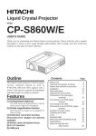 Hitachi CP-S860W User's Manual