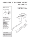 HealthRider Treadmill H90T User's Manual