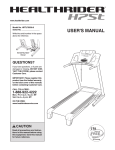 HealthRider Treadmill H75t User's Manual