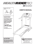 HealthRider Treadmill H500i User's Manual