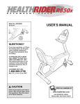 HealthRider R850x User's Manual