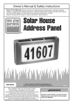 Harbor Freight Tools Solar House Address Number Plaque Product manual