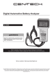 Harbor Freight Tools Digital Battery Analyzer Product manual