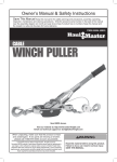 Harbor Freight Tools 8000 lb. Cable Winch Puller Product manual