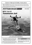 Harbor Freight Tools 800 lb. Low Lift Transmission Jack Product manual