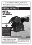 Harbor Freight Tools 5 HP 145 PSI Twin Cylinder Air Compressor Pump Product manual