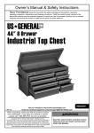 Harbor Freight Tools 44 in. 8 Drawer Glossy Red Roller Cabinet Top Chest Product manual