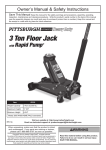 Harbor Freight Tools 3 ton Steel Heavy Duty Floor Jack with Rapid Pump Product manual
